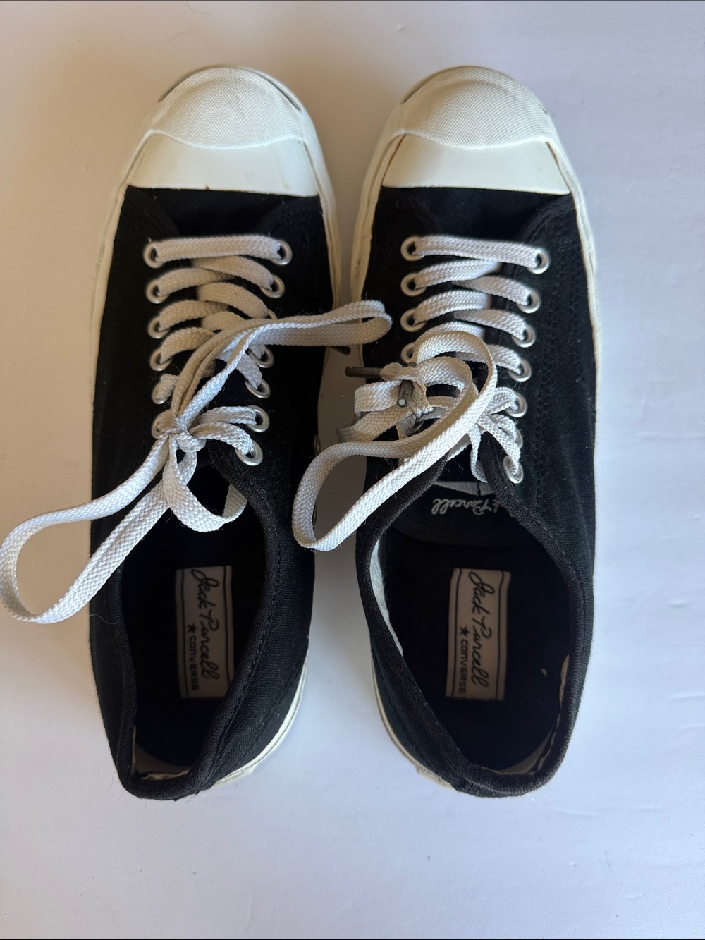 Converse Jack Purcell black white lace up sneakers size 8 men’s 9.5 women’s